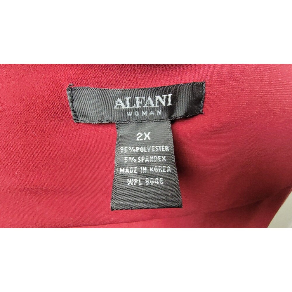 Alfani Blouse Women's Top 2X Plus Size Red Surplice Classic Workwear Party - Picture 3 of 3